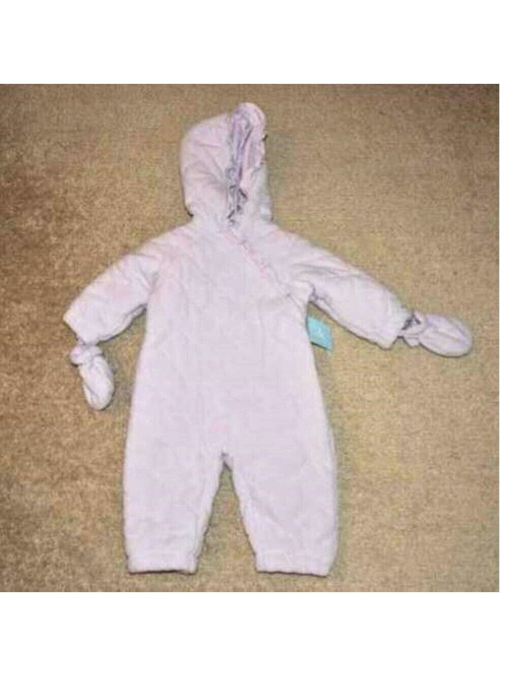 Small Wonders Winter Snowsuit & Mittens 12 mths Purple Quilted 1 Pc Hooded Zip